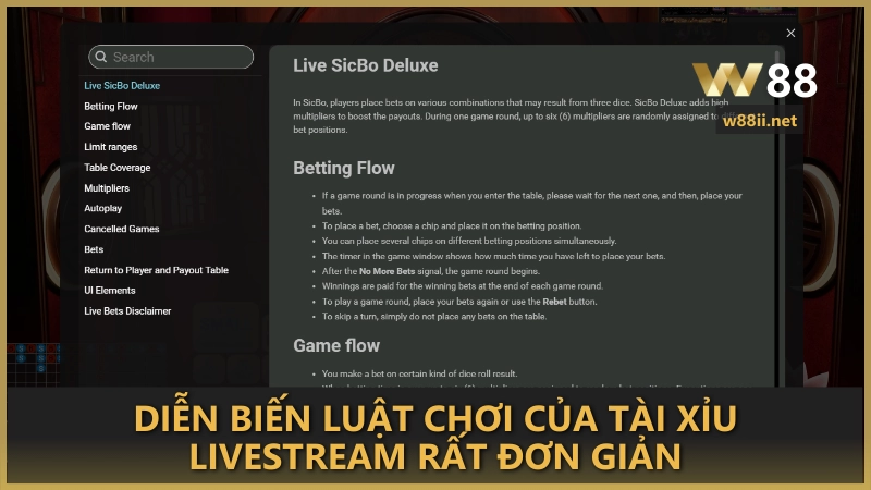 Diễn biến luật chơi của Tài Xỉu Livestream rất đơn giản