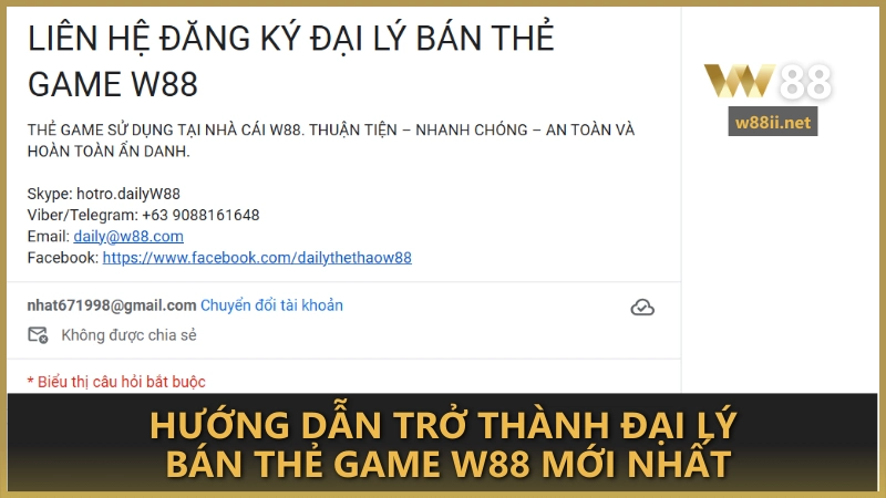 Hướng dẫn trở thành đại lý bán thẻ game W88 mới nhất