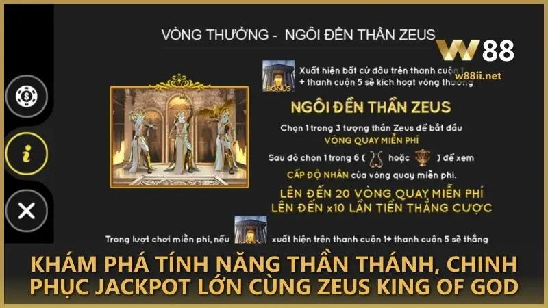 Khám phá tính năng thần thánh, chinh phục jackpot lớn cùng Zeus King Of God