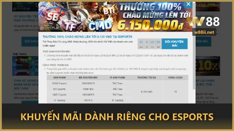 Khuyến mãi hấp dẫn dành riêng cho sảnh chơi Esports