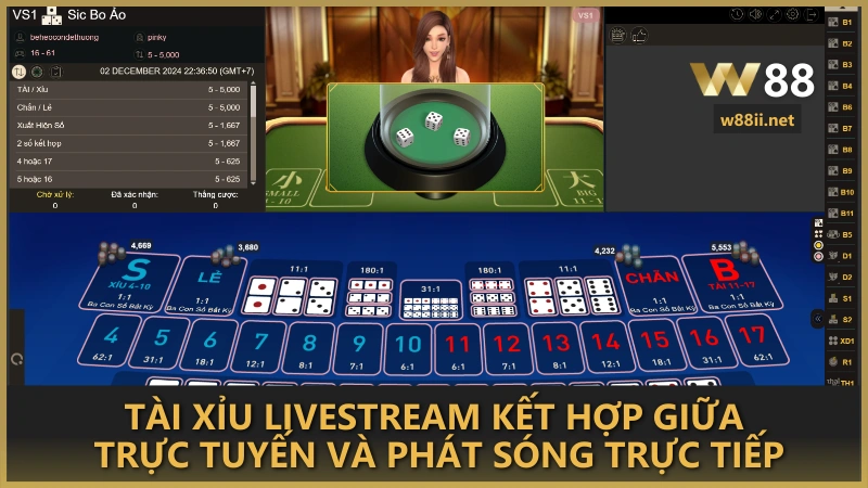 Tài Xỉu Livestream kết hợp giữa trực tuyến và phát sóng trực tiếp