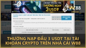 thuong nap dau 3 usdt tai tai khoan crypto w88 - Thưởng nạp đầu 3 USDT tại tài khoản Crypto trên nhà cái W88