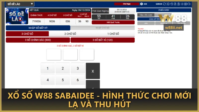 Xổ số W88 SABAIDEE - Hình thức chơi mới lạ và thu hút